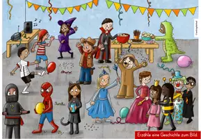 Vorschau - Stationenlernen - Fasching Karneval Wimmelbild | Schreibanlass Klasse 1-2 - Seite 2