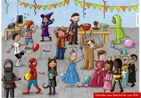 Vorschau - Stationenlernen - Fasching Karneval Wimmelbild | Schreibanlass Klasse 1-2 - Seite 3