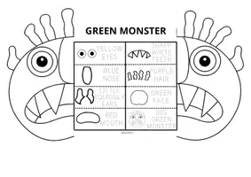 Vista previa - Hojas de trabajo - Green Monster Storytime Flipbook - página 3
