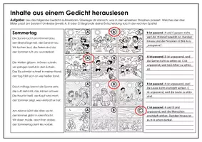 Vorschau - Arbeitsblätter - Lyrik (Jahrgang 5/6). Inhalte aus einem Gedicht herauslesen. Übung II (Sommergedicht) - Seite 3