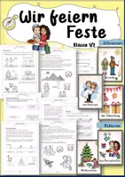 Vorschau - Arbeitsblätter - Wir feiern Feste Klasse 1/2 Weihnachten Zuckerfest Pessach Ethik Grundschule - Deckblatt