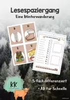 Vorschau - Arbeitsblätter - Lesespaziergang "Eine Winterwanderung" - Deckblatt