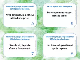 Aperçu - Apprentissages en autonomie - Le groupe prépositionnel (GPrép) - 32 cartes à tâches - Page 1