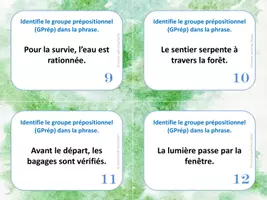 Aperçu - Apprentissages en autonomie - Le groupe prépositionnel (GPrép) - 32 cartes à tâches - Page 2