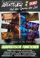 Vorschau - Spiele - Demo - Quadratische Funktionen - Auf den Spuren der Zeit - Ein mathematisches Abenteuer - Deckblatt