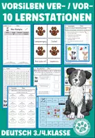 Vorschau - Spiele - Vorsilben ver- und vor- Lernstationen Deutsch 3. Klasse 4. Klasse - Deckblatt
