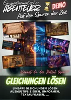 Vorschau - Spiele - Demo - Gleichungen lösen - Auf den Spuren der Zeit - Ein mathematisches Abenteuer - Deckblatt