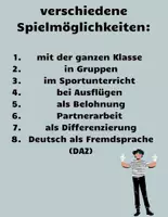 Vorschau - Stundenentwürfe - Was mache ich oder wer bin ich?
Bewegungsspiel, DAZ, Sport Bewegungskünste - Seite 1