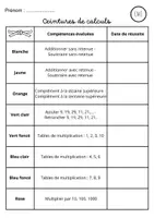 Aperçu - Fiches - Suivi ceintures calcul mental - Maitresse Mégane - Page de couverture