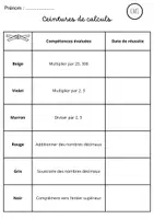 Aperçu - Fiches - Suivi ceintures calcul mental - Maitresse Mégane - Page 1