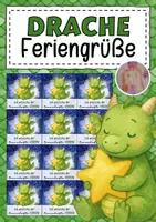 Vorschau - Mal- und Bastelvorlagen - Feriengrüße mit Sternen für die Drachenklasse - Deckblatt