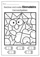 Vorschau - Arbeitsblätter - Rechnen und Malen – Einmaleins Arbeitsblätter „Wetter“ (Mathe Grundschule, Klasse 2–3, Multiplikation & Division) - Seite 1