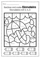 Vorschau - Arbeitsblätter - Rechnen und Malen – Einmaleins Arbeitsblätter „Wetter“ (Mathe Grundschule, Klasse 2–3, Multiplikation & Division) - Seite 3