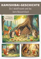 Vorschau - Bildkarten - Kamishibai Geschichte zu Ehrlichkeit, Verantwortung & Neid | 6 Bildkarten + Text A3 & A4 – 5 Waldfreunde - Deckblatt