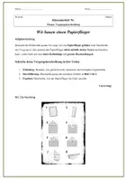 Vorschau - Arbeitsblätter - Klassenarbeit – Deutsch – Klasse 5/6/7: Vorgangsbeschreibung „Papierflieger falten“ inkl. EWH - Seite 1