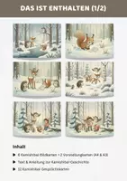 Vorschau - Bildkarten - Kamishibai Geschichten Weihnachten Paket | 3 Bildergeschichten mit Text A3 & A4 | Weihnachtsgeschichten der 5 Waldfreunde - Seite 1
