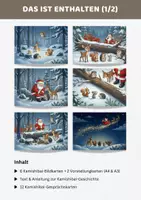 Vorschau - Bildkarten - Kamishibai Geschichte Weihnachten Weihnachtsmann Winter | 6 Bildkarten + Text A3 & A4 – 5 Waldfreunde - Seite 1