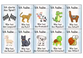 Vorschau - Spiele - Ich habe wer hat | Lesespiel | Tiere | Deutsch 1. Klasse - Seite 1