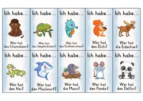 Vorschau - Spiele - Ich habe wer hat | Lesespiel | Tiere | Deutsch 1. Klasse - Seite 3