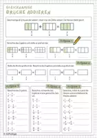 Vorschau - Stationenlernen - (gleichnamige) Brüche addieren - Deckblatt