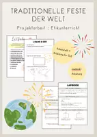 Vorschau - Mal- und Bastelvorlagen - Traditionelle Feste der Welt : Projektarbeit - Deckblatt