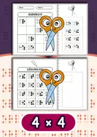 Vorschau - Arbeitsblätter - Blindenschrift / Brailleschrift Alphabet Sudoku – Arbeitsblätter / Rätsel zum Ausschneiden & Einkleben | 200 Rätsel mit Lösungen - Seite 1