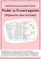 Vorschau - Arbeitsblätter - Kinder in Krisenregionen_Arbeitsblätter Afghanistan Gaza Sudan - Deckblatt