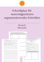 Vorschau - Arbeitsblätter - Kompetenzblatt: Schreibplan für materialgestütztes argumentierendes Schreiben - Deckblatt