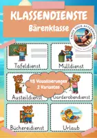 Vorschau - Präsentationen/Tafelbilder - Klassendienste Bärenklasse 🐻 | 48 Visualisierungen in 2 Varianten für die Grundschule - Deckblatt