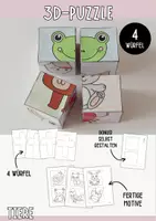 Vorschau - Mal- und Bastelvorlagen - 3D-Puzzle für Kinder (4 Würfel) - Tiere - Deckblatt