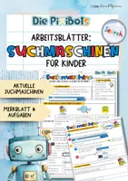 Vorschau - Arbeitsblätter - Suchmaschinen für Kinder | Die PixiBots | Merkblatt & Aufgaben zu fragFINN - Deckblatt