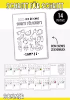 Vorschau - Mal- und Bastelvorlagen - Zeichenbuch basteln - Sommer Schritt für Schritt zeichnen - Deckblatt