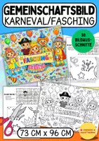 Vorschau - Mal- und Bastelvorlagen - Wachsendes Kunstpaket: Fasching & Karneval Materialpaket – Ausmalbilder, Bastelideen und Prickelbilder für den Unterricht - Seite 1