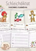 Vorschau - Spiele - Schleichdiktat Fasching Karneval | Deutsch Grundschule | 2-fach Differenziert | Lesetraining | Abschreiben | Diktat | Leseförderung | 2. Klasse | 3. Klasse | 4. Klasse - Deckblatt