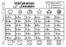 Vorschau - Arbeitsblätter - Einmaleins trainieren (Würfelrennen) #schulschließung #homeschooling - Seite 2
