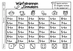 Vorschau - Arbeitsblätter - Einmaleins trainieren (Würfelrennen) #schulschließung #homeschooling - Seite 3