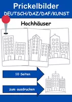 Vorschau - Arbeitsblätter - Ausmalbilder & Prickelbilder PAKET Thema Hochhäuser - Grundschule - Bastelvorlagen - Seite 1