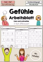 Vorschau - Arbeitsblätter - Gefühle Arbeitsblatt Wortschatz differenziert - DaZ DaF Sprachförderung - Deckblatt