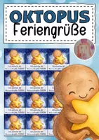 Vorschau - Mal- und Bastelvorlagen - Feriengrüße mit Sternen für die Oktopusklasse - Deckblatt