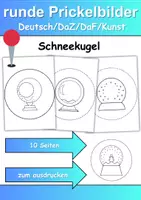 Vorschau - Arbeitsblätter - runde Prickelbilder / Fensterbilder: Schneekugeln - Grundschule - Bastelvorlagen - Deckblatt