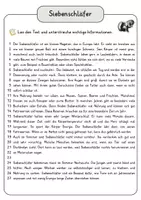 Vorschau - Arbeitsblätter - Siebenschläfer Lesetext mit Fragen + Lösungen Leseverstehen Wortspeicher didaktische Reserve Lesen Leseverständnis - Seite 3