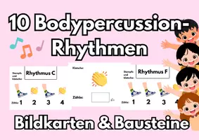 Vorschau - Stationenlernen - 10 Bodypercussion-Rhythmen: A4-Bildkarten und Bausteine - Deckblatt