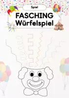Vorschau - Arbeitsblätter - Würfelspiel Clown | Schwungübungen | Fasching - Deckblatt