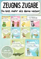 Vorschau - Bildkarten - Lobkärtchen Du bist mehr als deine Noten - Zeugniszusatz (12 Motive) - Deckblatt