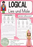 Vorschau - Spiele - Lies und Male Logical - 2 verschiedene, 3-fach differenziert (für Fasching/Karneval z.B.) - Deckblatt