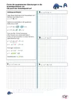 Vorschau - Arbeitsblätter - Quadratische Gleichung Normalform -> Scheitelpunktform - Deckblatt