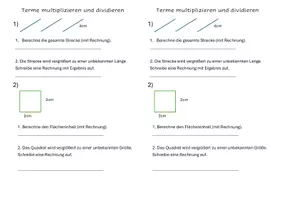 Vorschau - Arbeitsblätter - Terme (multiplizieren, Klammer, ausmulitplizieren) - Seite 1