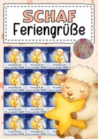 Vorschau - Mal- und Bastelvorlagen - Feriengrüße mit Sternen für die Schafklasse - Deckblatt