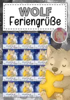 Vorschau - Mal- und Bastelvorlagen - Feriengrüße mit Sternen für die Wolfklasse - Deckblatt