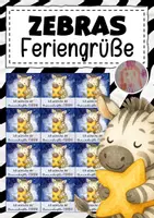 Vorschau - Mal- und Bastelvorlagen - Feriengrüße mit Sternen für die Zebraklasse - Deckblatt